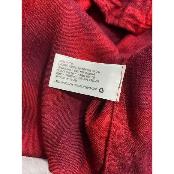 Ava & Viv Button Front Flannel Womens 2X Plaid Red Collar Long Sleeve Tunic - Picture 9 of 10